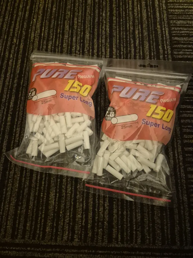 Pure cigarette filters — 7.8 mm diameter, 25 mm long, 150 per pack — KONYA Tobacco House, Kushiro, Hokkaido